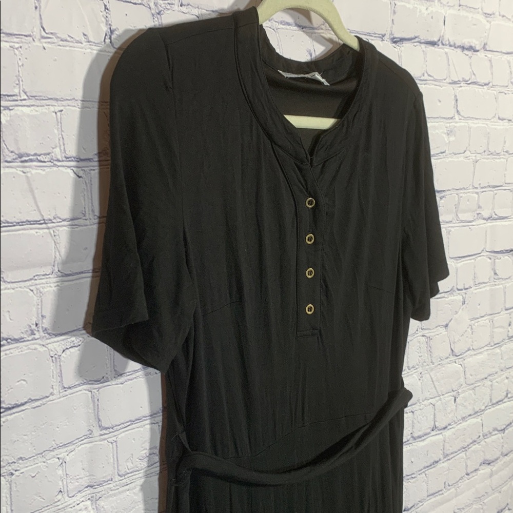 The Main Street Exchange Womens Short Sleeve Maxi Dress Black S Casual Minimal - Picture 2 of 7